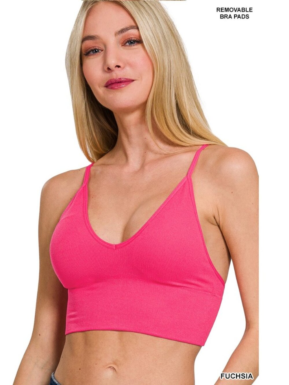 Pink Cami Bra ribbed seamless padded Bra Top